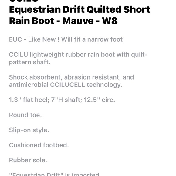 CCILU equestrian quilted rain boot - Picture 7 of 8